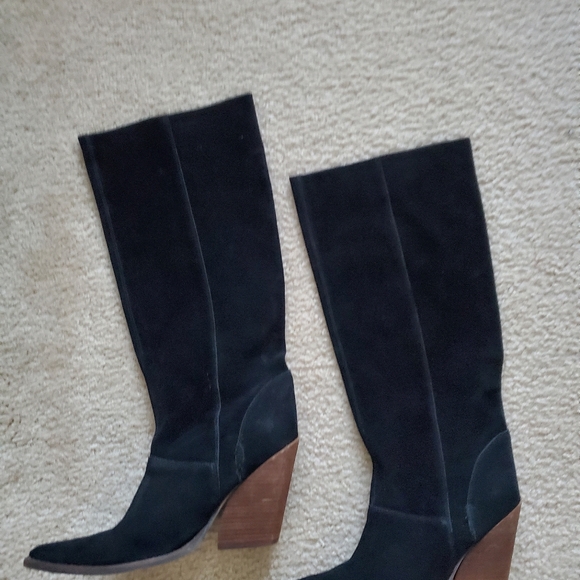 Jeffrey Campbell Free People Black Suede Knee-High Boots Womens 9.5 - Picture 3 of 15